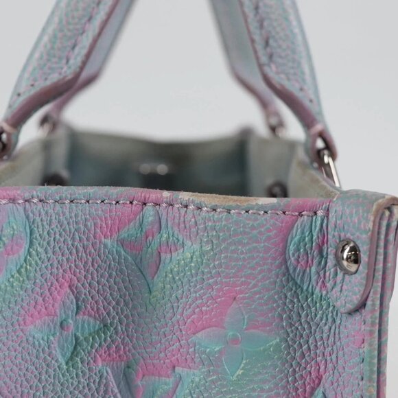 LOUIS VUITTON Monogram Empreinte On The Go PM Bag 2way Blue M46067 Auth MX449A - Picture 6 of 16